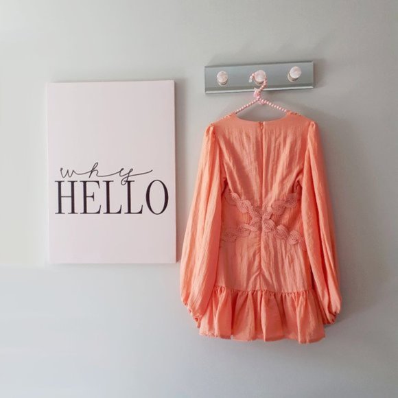 NWT Keepsake peach long sleeve trim mini dress - Picture 7 of 7